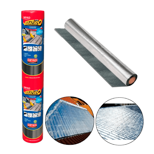 Fita manta asf�ltica auto adesiva aluminizada multiuso 90 cm x 10 m - Vedatudo