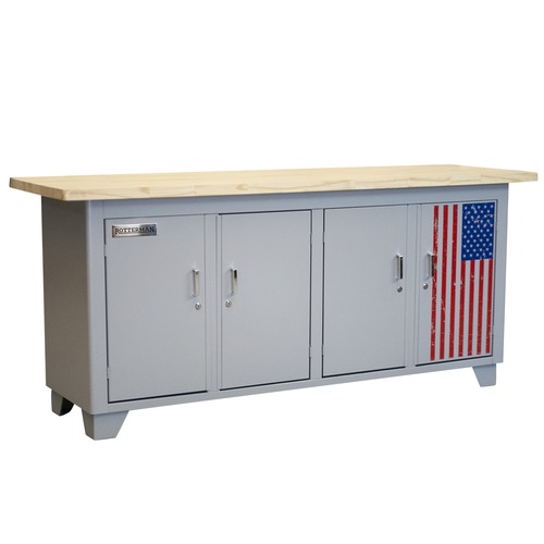 Bancada fechada com 4 portas tampo de madeira - SPEED