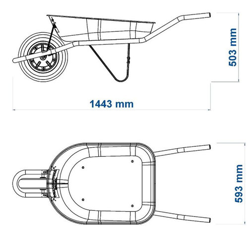 Carrinho de mão caçamba metálica rasa 50 litros Carrinho de mão caçamba metálica rasa 50 litros