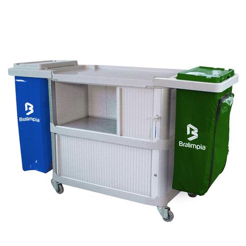 Carro funcional extra 2 bolsas azul e verde com porta