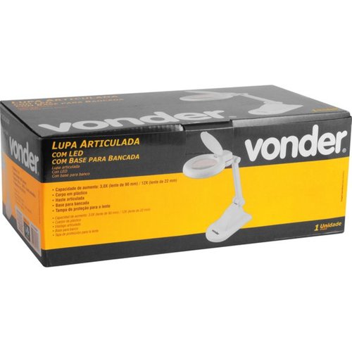 Lupa 90mm articulada com LED e base para bancada 110V/220V Lupa 90mm articulada com LED e base para bancada 110V/220V