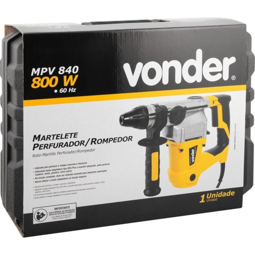 Martelete Perfurador e Rompedor 800 watts 4 joules com maleta SDS Plus - MPV840 110V Martelete Perfurador e Rompedor 800 watts 4 joules com maleta SDS Plus - MPV840 110V