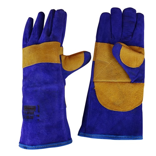 Luva de raspa para solda com refor�o 15 cm azul