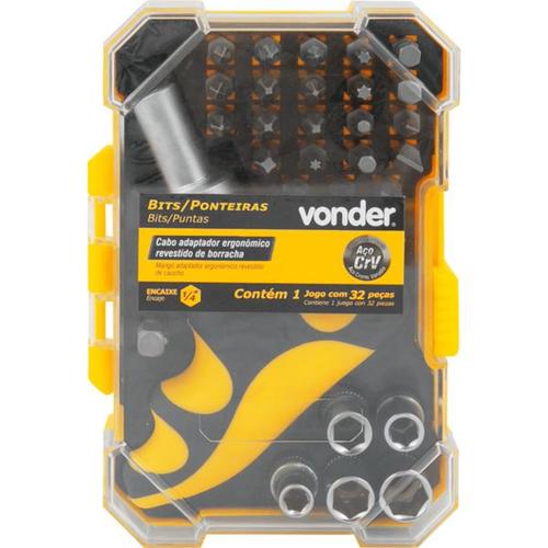 Jogo de bits com 32 pe�as encaixe sextavado 1/4