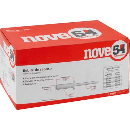 Rebite de repuxo 4,0 x 25 mm com 100 pe�as