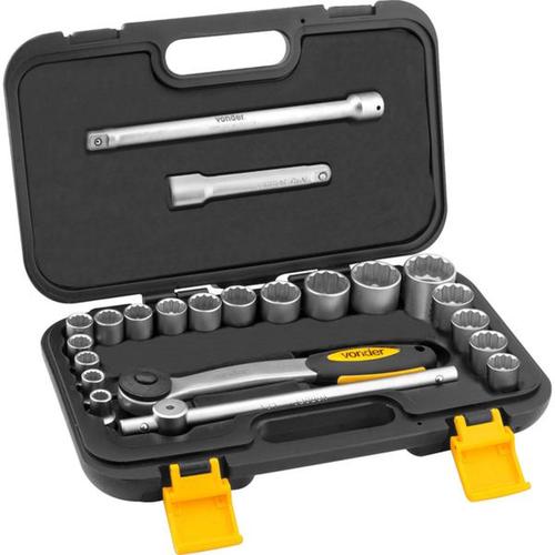 Jogo de soquete estriado 8 a 32 mm encaixe 1/2