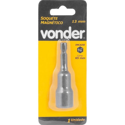 Soquete magn�tico sextavado 13 mm x 65 mm encaixe 1/4
