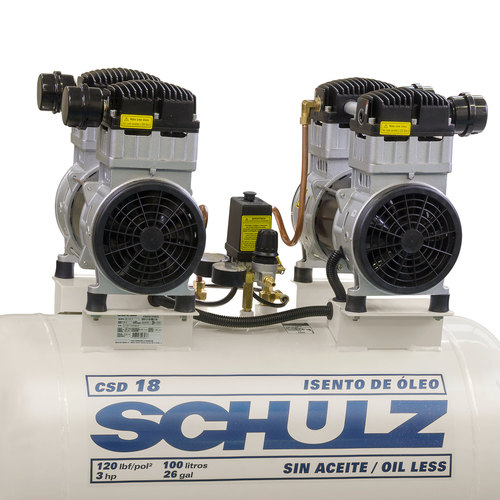 Compressor de ar odontol�gico 18 p�s 100 litros 2 x 1,5 hp - CSD18/100  220V