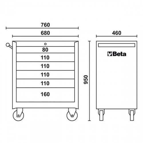 Carrinho para ferramentas com 6 gavetas preto - C04-BOX Carrinho para ferramentas com 6 gavetas preto - C04-BOX