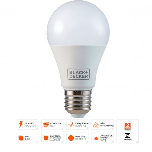 L�mpada led bulbo 9 watts 803 l�mens branca - BDA6-0800-02  110V/220V