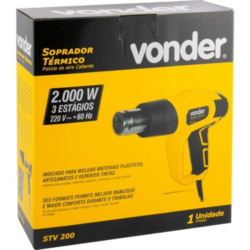 Soprador térmico 2000W 50 a 550 °C 3 estágios com acessórios - STV 200 220V Soprador térmico 2000W 50 a 550 °C 3 estágios com acessórios - STV 200 220V
