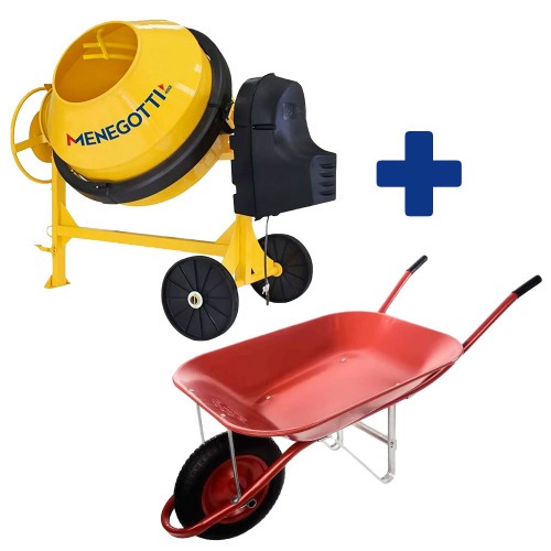 Kit Betoneira 400 litros 2 hp monof�sica + Carrinho de m�o ca�amba met�lica 45L  220V