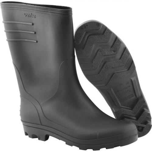 Bota de PVC preta cano m�dio sem forro  