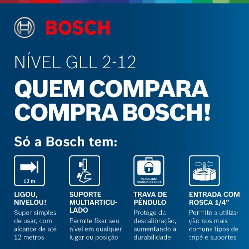 N�vel a laser 2 linhas com alcance de 12 metros - GLL 2-12