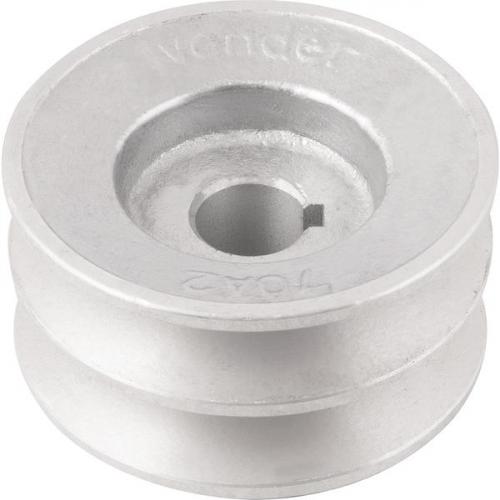 Polia de alum�nio 2 canais perfil A 70 mm com furo de 5/8