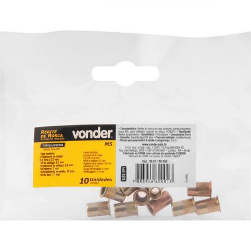 Rebite de rosca a�o carbono M5 x 13,0mm cabe�a pequena