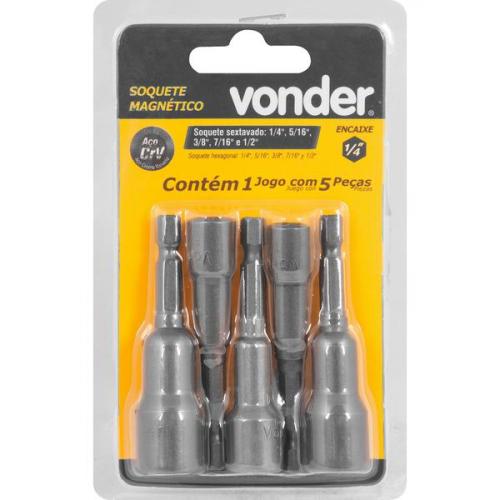 Jogo de soquetes magn�ticos em polegadas � a 1/2? com 5 pe�as