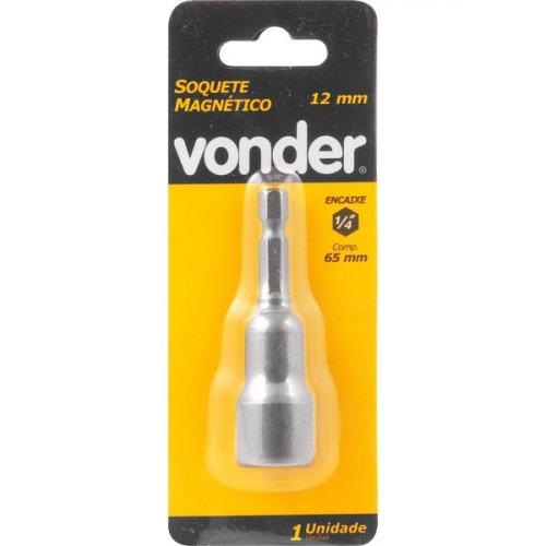 Soquete magn�tico sextavado 12 mm x 65 mm encaixe 1/4'' - 3039000120