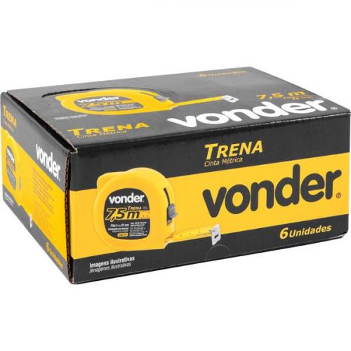 Trena com fita de aço 25 mm x 7,5 m com trava 6 peças Trena com fita de aço 25 mm x 7,5 m com trava 6 peças