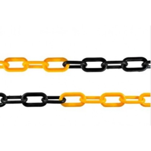 Corrente plástica amarela e preta 8 mm com 10 metros Corrente plástica amarela e preta 8 mm com 10 metros
