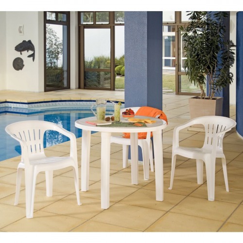 Cadeira pl�stica com bra�os branca - Atalaia