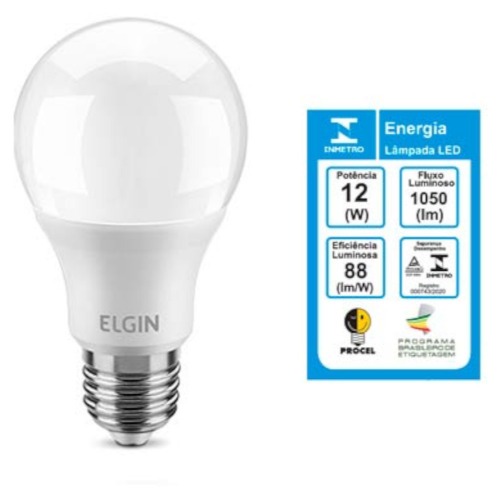 L�mpada led bulbo 12W 1050 l�mens branca fria - A60  110V/220V