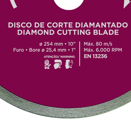 Disco diamantado cont�nuo 250 mm para cer�mica - profissional plus