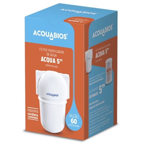 Filtro purificador de água com refil Carbon block branco - Acqua 5 Filtro purificador de água com refil Carbon block branco - Acqua 5