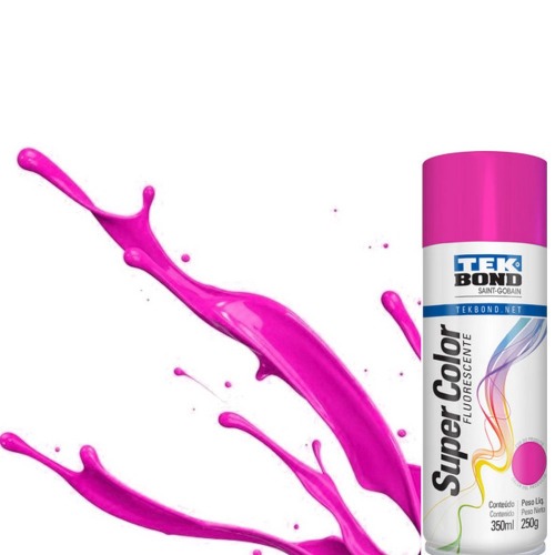 Tinta spray rosa Fluorescente 350ml - Super color Fluorescente  