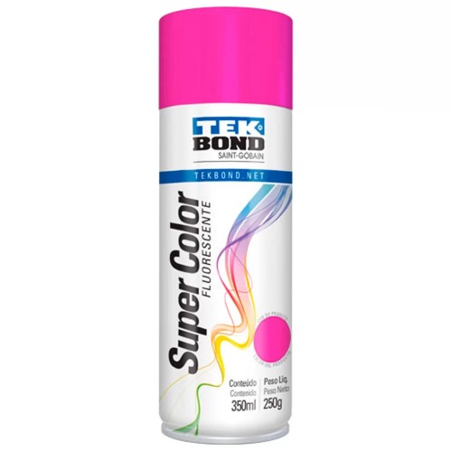 Tinta spray rosa Fluorescente 350ml - Super color Fluorescente  