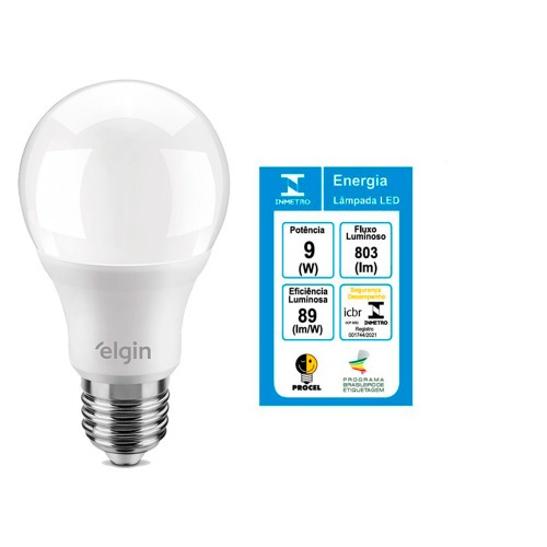 Lâmpada led bulbo 9W 810 lúmens branca fria - A60 110V/220V Lâmpada led bulbo 9W 810 lúmens branca fria - A60 110V/220V