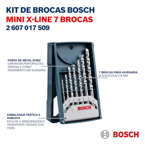 Jogo de brocas para concreto 3 a 8 mm com 7 pe�as - Mini X-Line