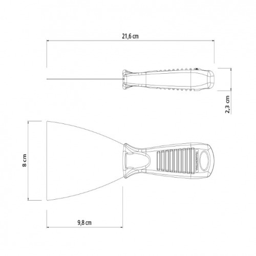 Esp�tula flex�vel met�lica 8 cm com cabo pl�stico