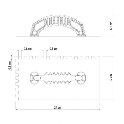 Desempenadeira em a�o dentada cabo pl�stico