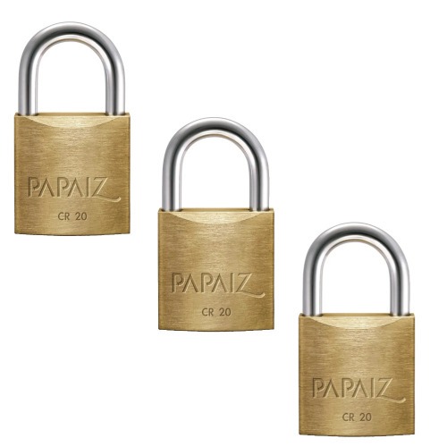 Kit 3 cadeados em latão de 20 mm - CR20 Kit 3 cadeados em latão de 20 mm - CR20