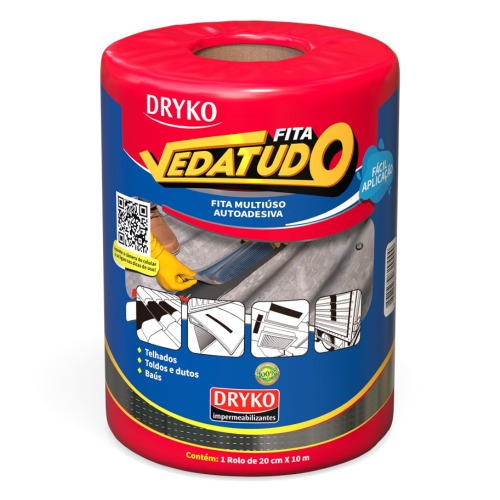 Fita manta asf�ltica auto adesiva aluminizada multiuso 20 cm x 10 m - Vedatudo