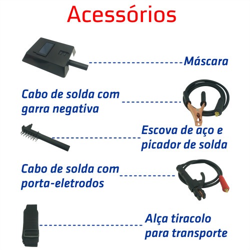 Inversora de solda painel digital 160A para eletrodo revestido e Tig - SMI160  220V