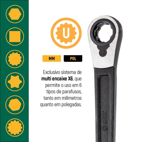 Jogo de soquete 10 a 19 mm com chave catraca/ajust�vel - Vortex X6