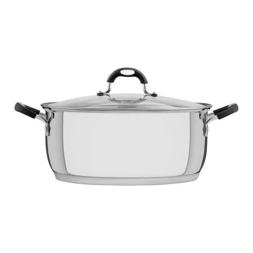 Ca�arola rasa solar silicone em a�o inox tampa de vidro 30 cm 8,9 l