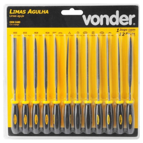 Jogo de limas agulha cabo emborrachado com 12 pe�as