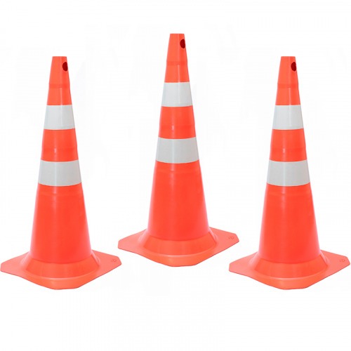 Kit 3 Cones para sinaliza��o 50 cm com 2 faixas - RM-43