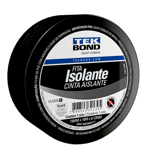 Fita isolante antichama 19 mm x 10 m preta
