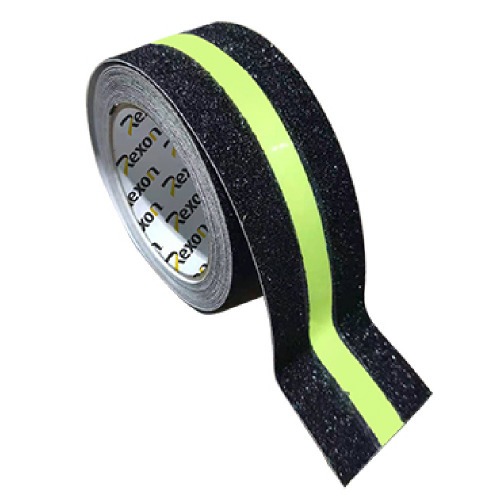Fita antiderrapante preta com faixa fotoluminescente 50mm x 5m