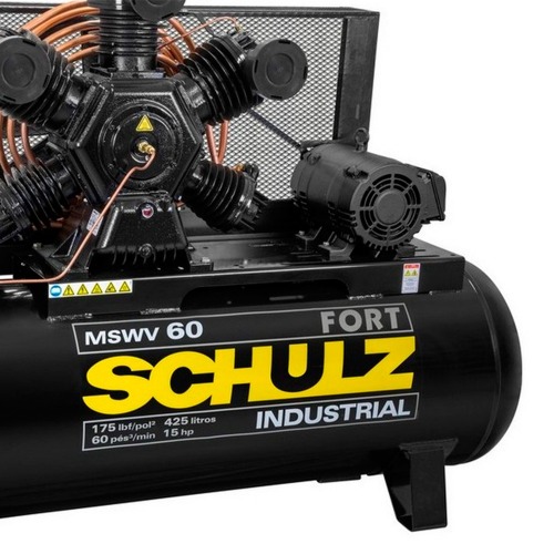 Compressor de ar 60 p�s 425 litros 15 hp 175 lbs trif�sico - Fort MSWV 60/425