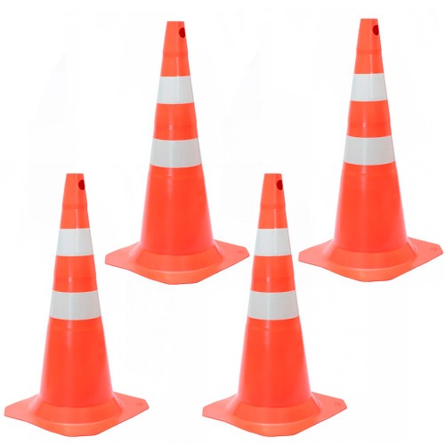 Kit 4 Cones para sinaliza��o 50 cm com 2 faixas - RM-43