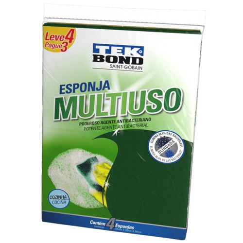 Esponja multiuso limpeza econ�mica dupla face 4 pe�as