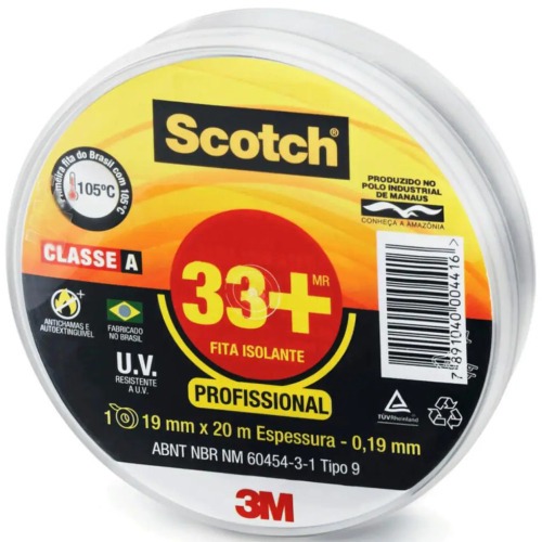 Fita isolante 19 mm x 20 metros - Scotch 33+ Fita isolante 19 mm x 20 metros - Scotch 33+