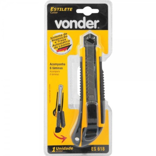 Estilete largo 18 mm emborrachado com 6 l�minas - ES618