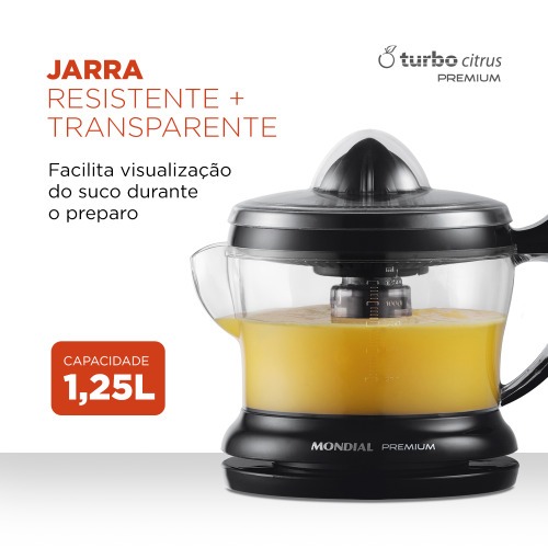 Espremedor de frutas 1,25L com cone extra para limão - E-02 110V Espremedor de frutas 1,25L com cone extra para limão - E-02 110V