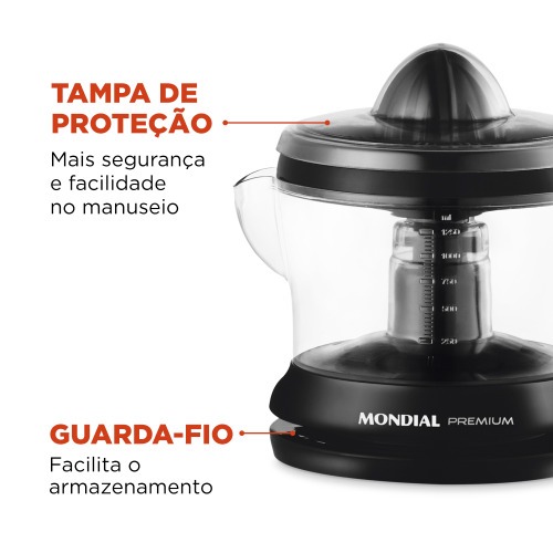 Espremedor de frutas 1,25L com cone extra para limão - E-02 110V Espremedor de frutas 1,25L com cone extra para limão - E-02 110V